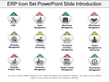 Erp services icon powerpoint slide presentation guidelines