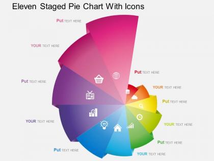 Es eleven staged pie chart with icons powerpoint template