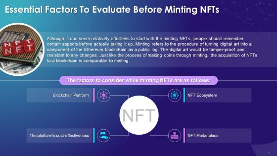 Essential Factors To Evaluate Before NFT Minting Training Ppt