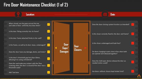 Essential Fire Safety Checklists Training Ppt