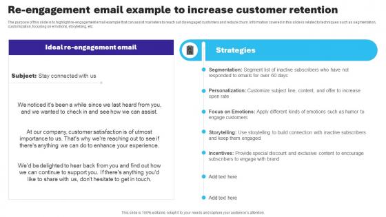 Essential Guide To Database Marketing Re Engagement Email Example To Increase Customer Retention MKT SS V