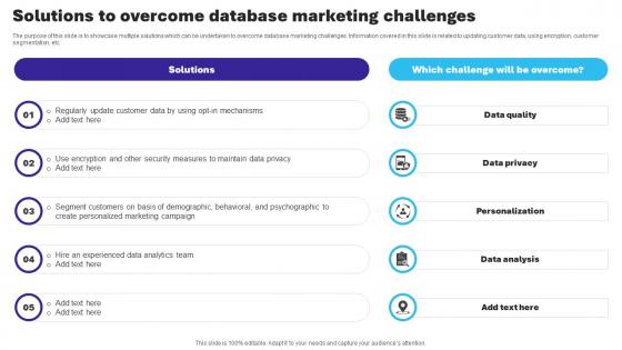 Essential Guide To Database Marketing Solutions To Overcome Database Marketing Challenges MKT SS V