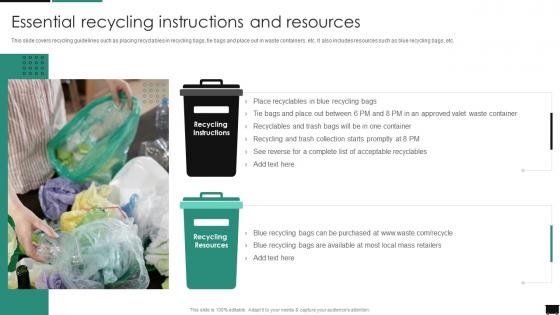 Essential Recycling Instructions And Resources Valet Trash Services Ppt Powerpoint Presentation Styles