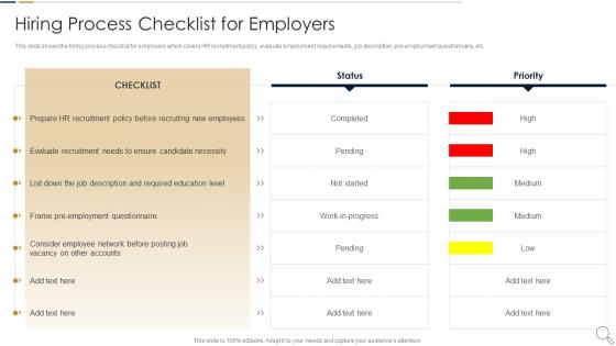 Essential Ways To Improve Recruitment And Selection Procedure Hiring Process Checklist For Employers