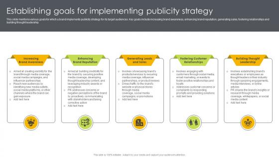 Establishing Goals For Implementing Publicity Strategy Ways To Generate Publicity Strategy SS
