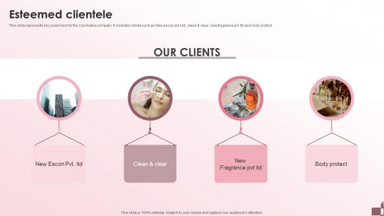 Esteemed Clientele Beauty Products Company Investment Funding Elevator Pitch Deck