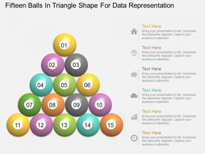 Et fifteen balls in triangle shape for data representation powerpoint template