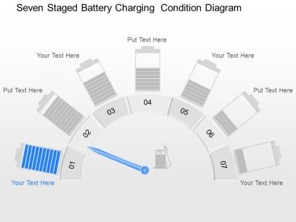 Et seven staged battery charging condition diagram powerpoint template