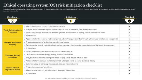 Ethical Operating System OS Risk Mitigation Checklist Responsible Tech Playbook To Leverage