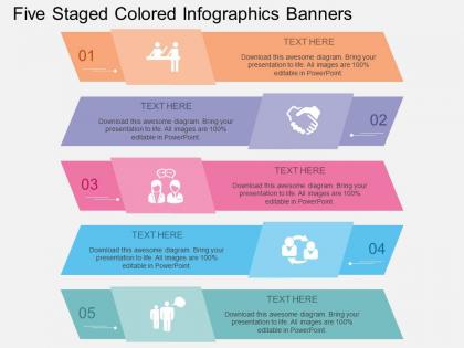 Eu five staged colored infographics banners flat powerpoint design
