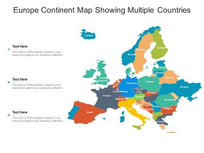 Europe continent map showing multiple countries