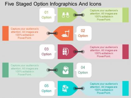 Ev five staged option infographics and icons flat powerpoint design