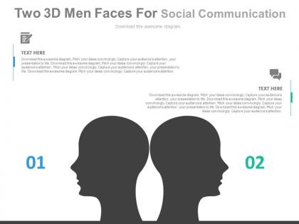 Ev two 3d men faces for social communication flat powerpoint design