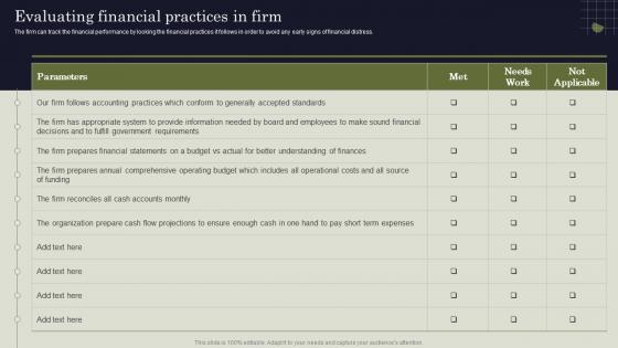 Evaluating Financial Practices In Firm Handling Pivotal Assets Associated With Firm