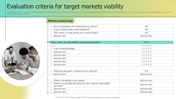 Evaluation Criteria For Target Markets Viability Selecting Target Markets And Target Market Strategies