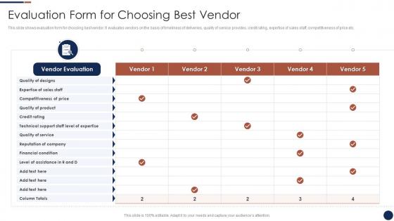 Evaluation Form For Choosing Best Vendor