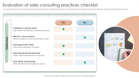 Evaluation Of Sales Consulting Practices Checklist