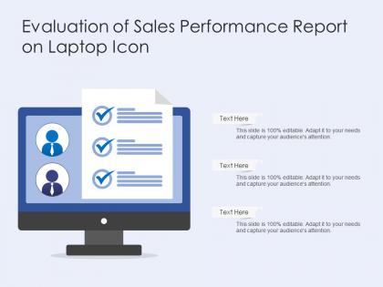 Evaluation of sales performance report on laptop icon