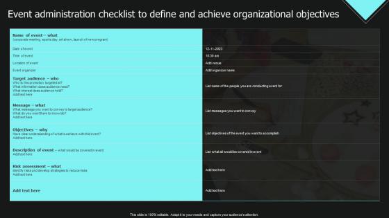 Event Administration Checklist To Define And Achieve Organizational Objectives