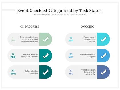 Event checklist categorised by task status