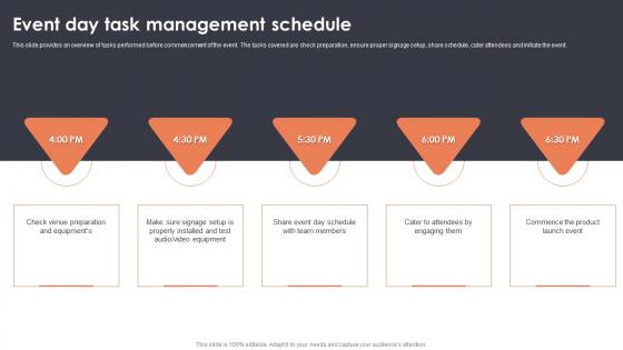 Event Day Task Management Schedule Event Planning For New Product Launch