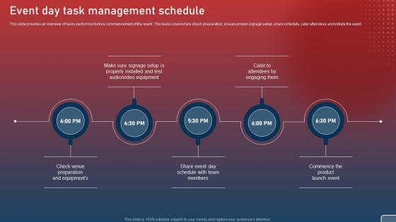 Event Day Task Management Schedule Plan For Smart Phone Launch Event