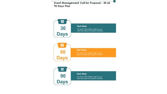 Event Management Call For Proposal 30 60 90 Days Plan