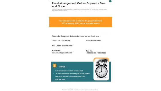 Event Management Call For Proposal Time And Place
