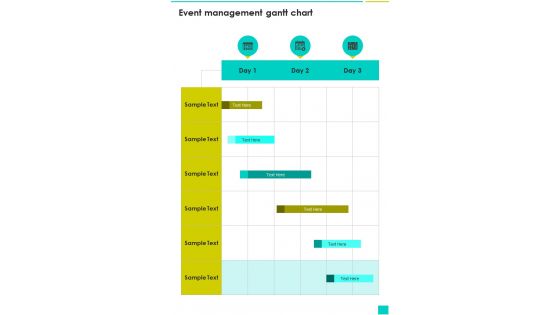 Event Management Gantt Chart One Pager Sample Example Document
