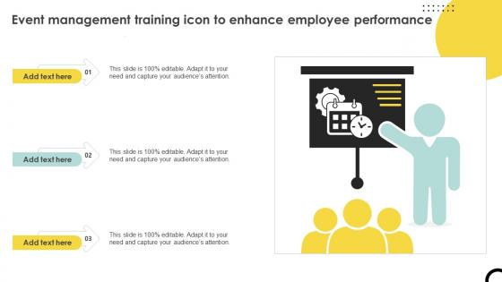 Event Management Training Icon To Enhance Employee Performance