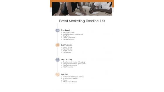 Event Marketing Timeline One Pager Sample Example Document