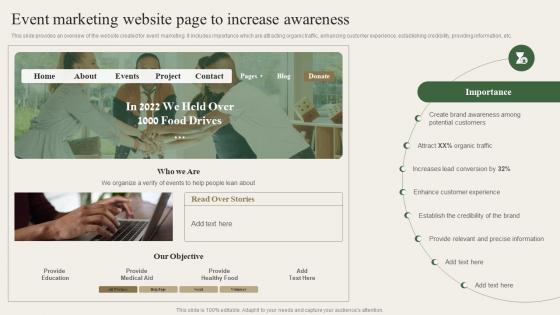 Event Marketing Website Page To Increase Awareness Charity Marketing Strategy MKT SS V