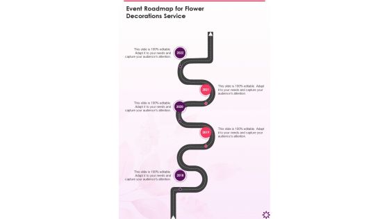 Event Roadmap For Flower Decorations Service One Pager Sample Example Document
