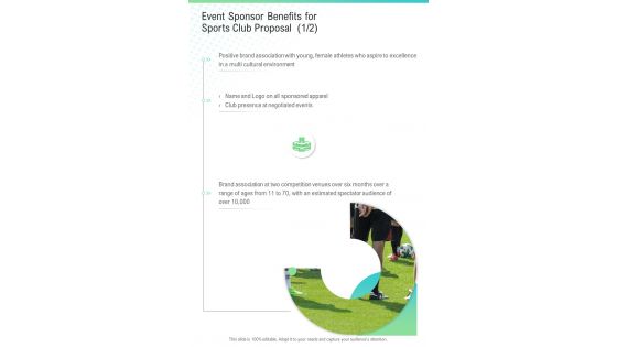 Event Sponsor Benefits For Sports Club Proposal One Pager Sample Example Document