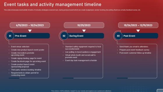 Event Tasks And Activity Management Timeline Plan For Smart Phone Launch Event