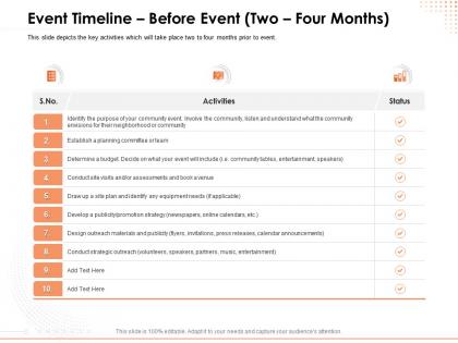 Event timeline before event two four months promotion strategy ppt powerpoint presentation images