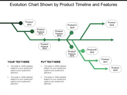 Evolution chart shown by product timeline and features