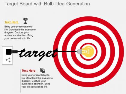 Ex target board with bulb idea generation flat powerpoint design