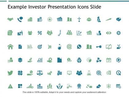 Example investor presentation icons slide goal powerpoint presentation slides