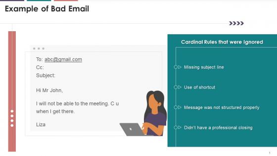 Example Of Bad Email In Business Writing Training Ppt