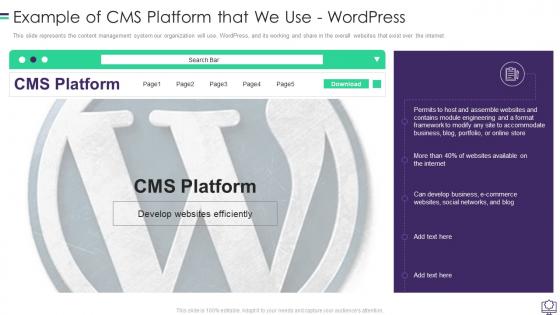 Example Of CMS Platform That We Use Wordpress Ppt Portfolio Graphics Template