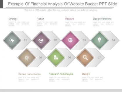 Example of financial analysis of website budget ppt slide