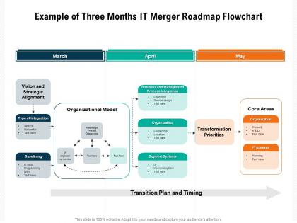 Example of three months it merger roadmap flowchart