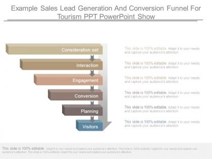 Example sales lead generation and conversion funnel for tourism ppt powerpoint show