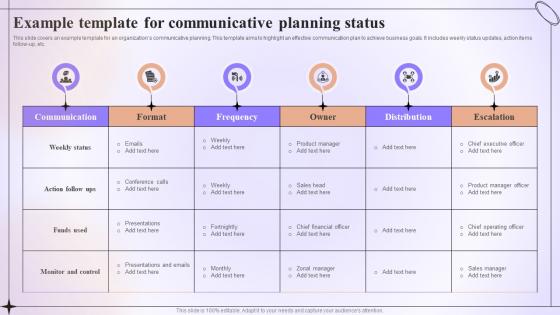 Example Template For Communicative Planning Status