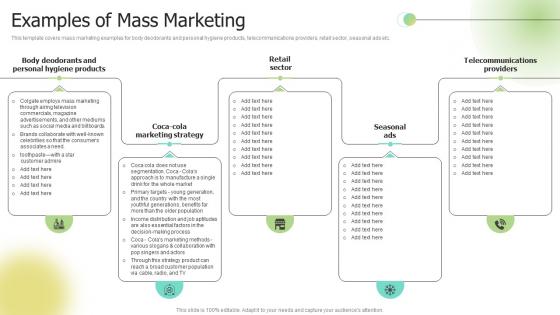 Examples Of Mass Marketing Selecting Target Markets And Target Market Strategies