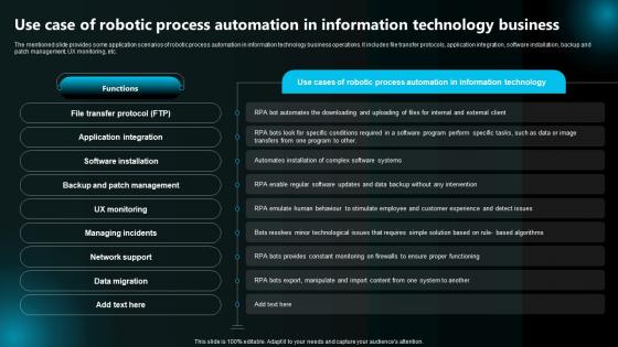 Execution Of Robotic Process Use Case Of Robotic Process Automation In Information Technology