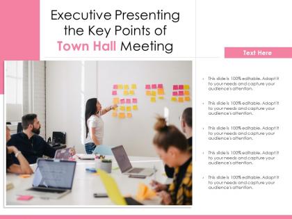 Executive presenting the key points of town hall meeting