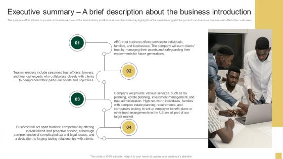 Executive Summary A Brief Description About The Business Sample Northern Trust Business Plan BP SS