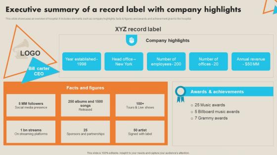 Executive Summary Of A Record Label With Record Label Marketing Plan To Enhance Strategy SS
